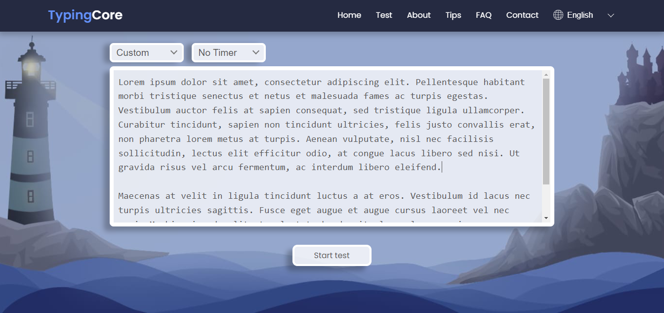 Typing Core Custom typing test