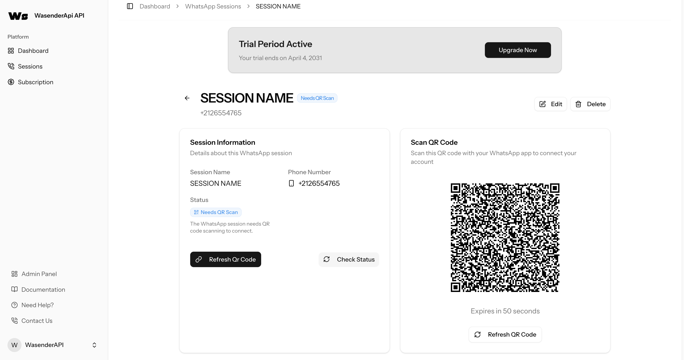 WasenderApi Connect Your WhatsApp
