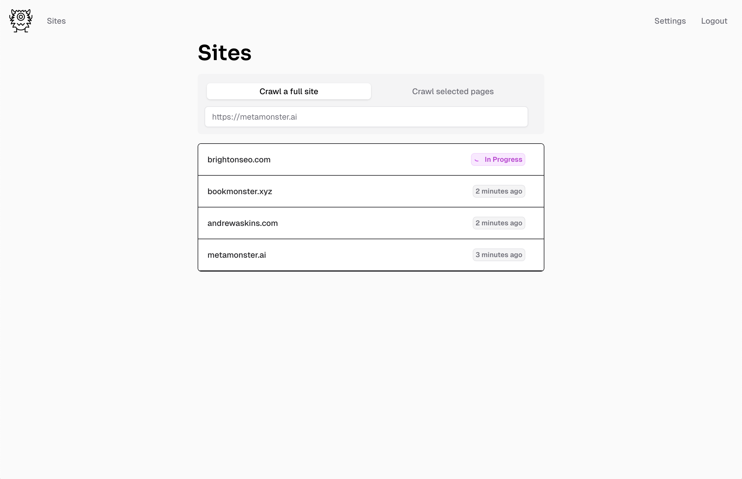 MetaMonster.ai Sites page