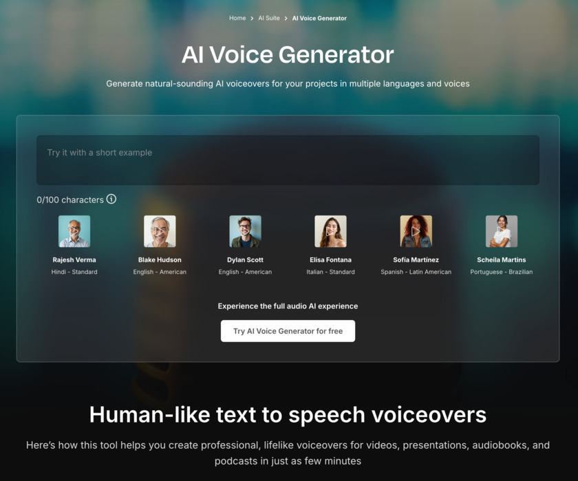 Freepik AI Voice Generator Landing Page Freepik AI Voice Generator Landing Page