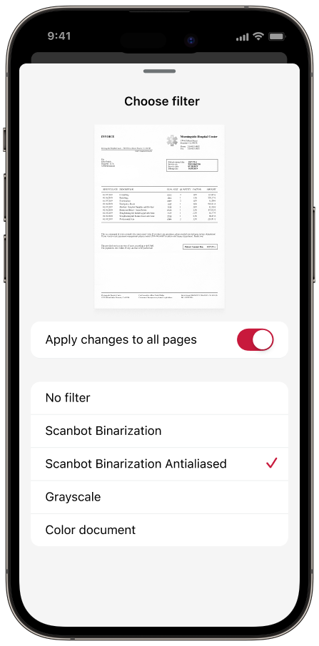 Scanbot Document Scanner SDK Document Scanner Custom Filters