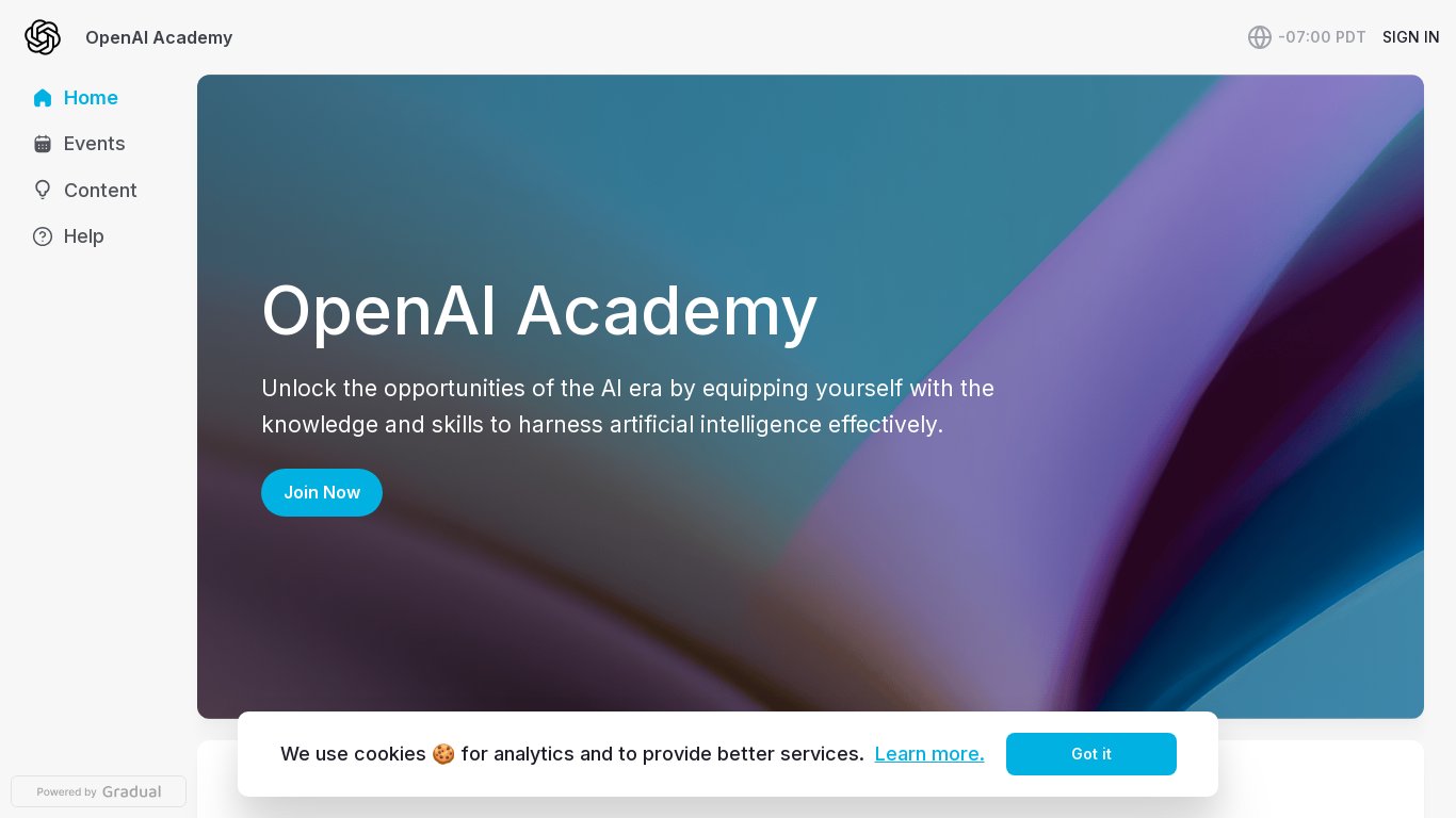 OpenAI Academy Landing page