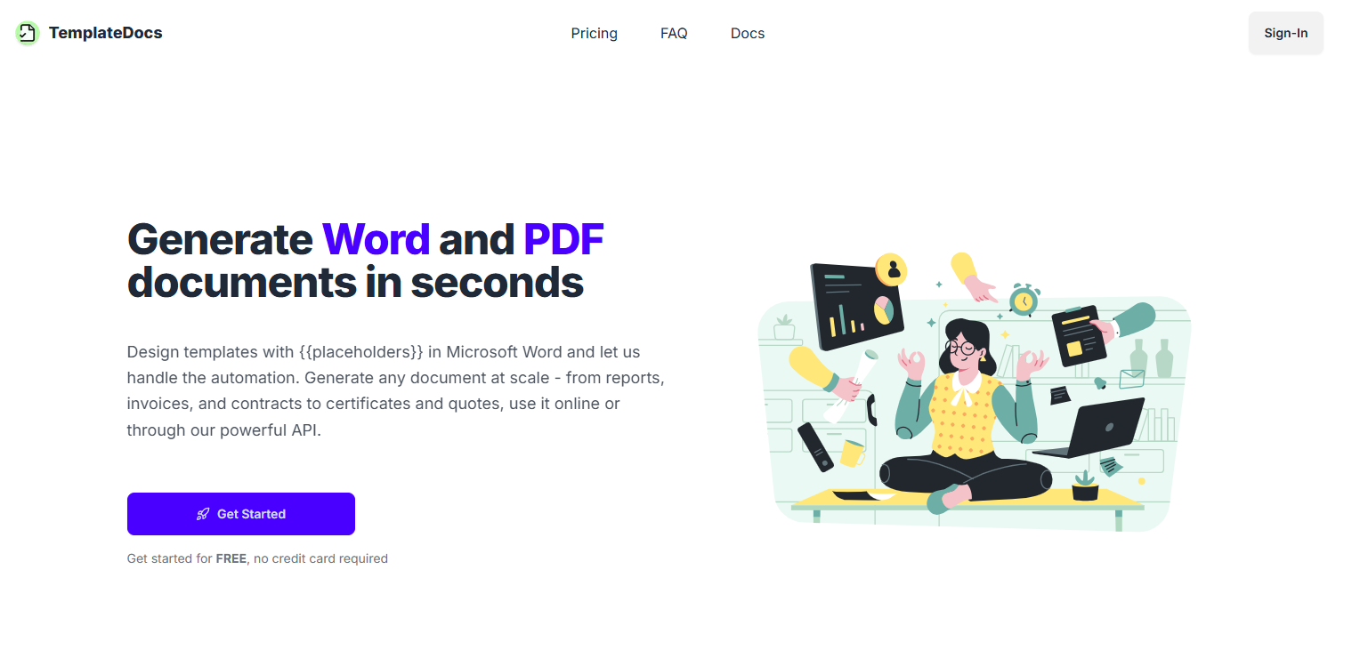 TemplateDocs.io Home page