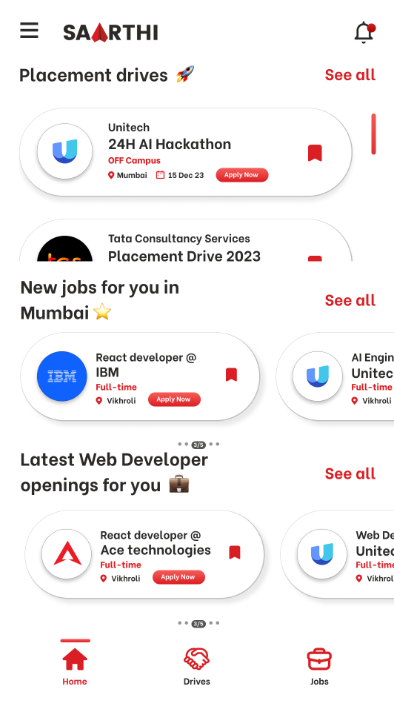Saarthi Saarthi : App for Institutes placements
