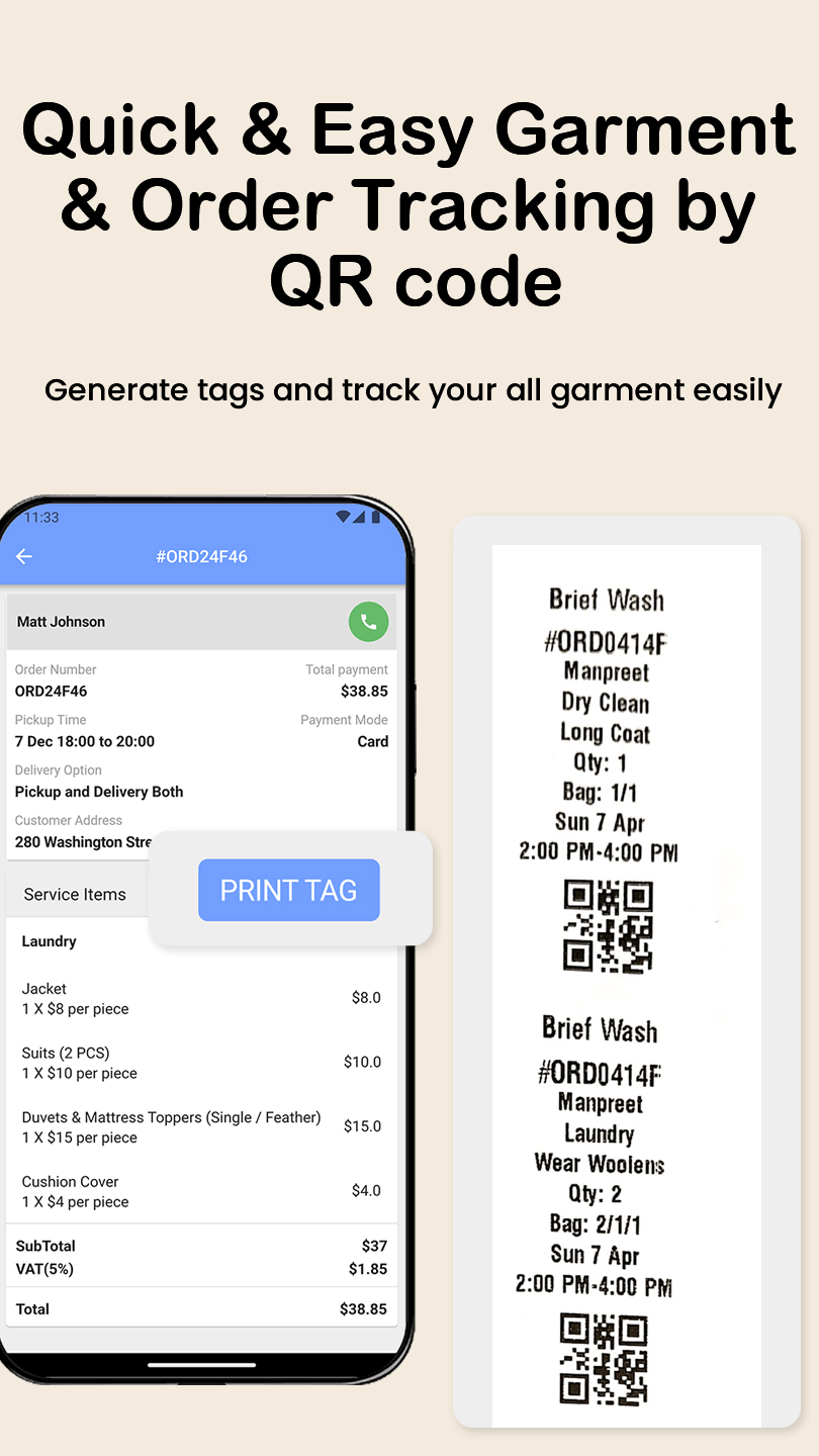 Wash It Laundry Order Tracking by QR Code