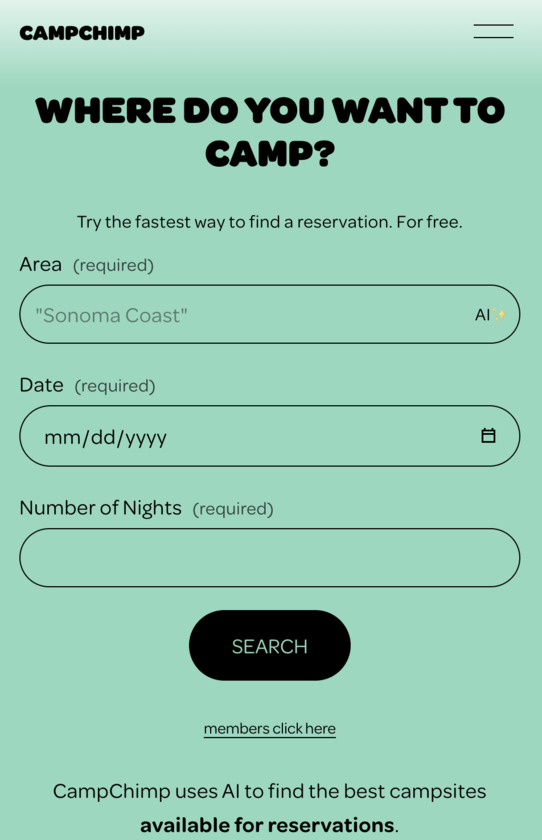 CampChimp Landing Page