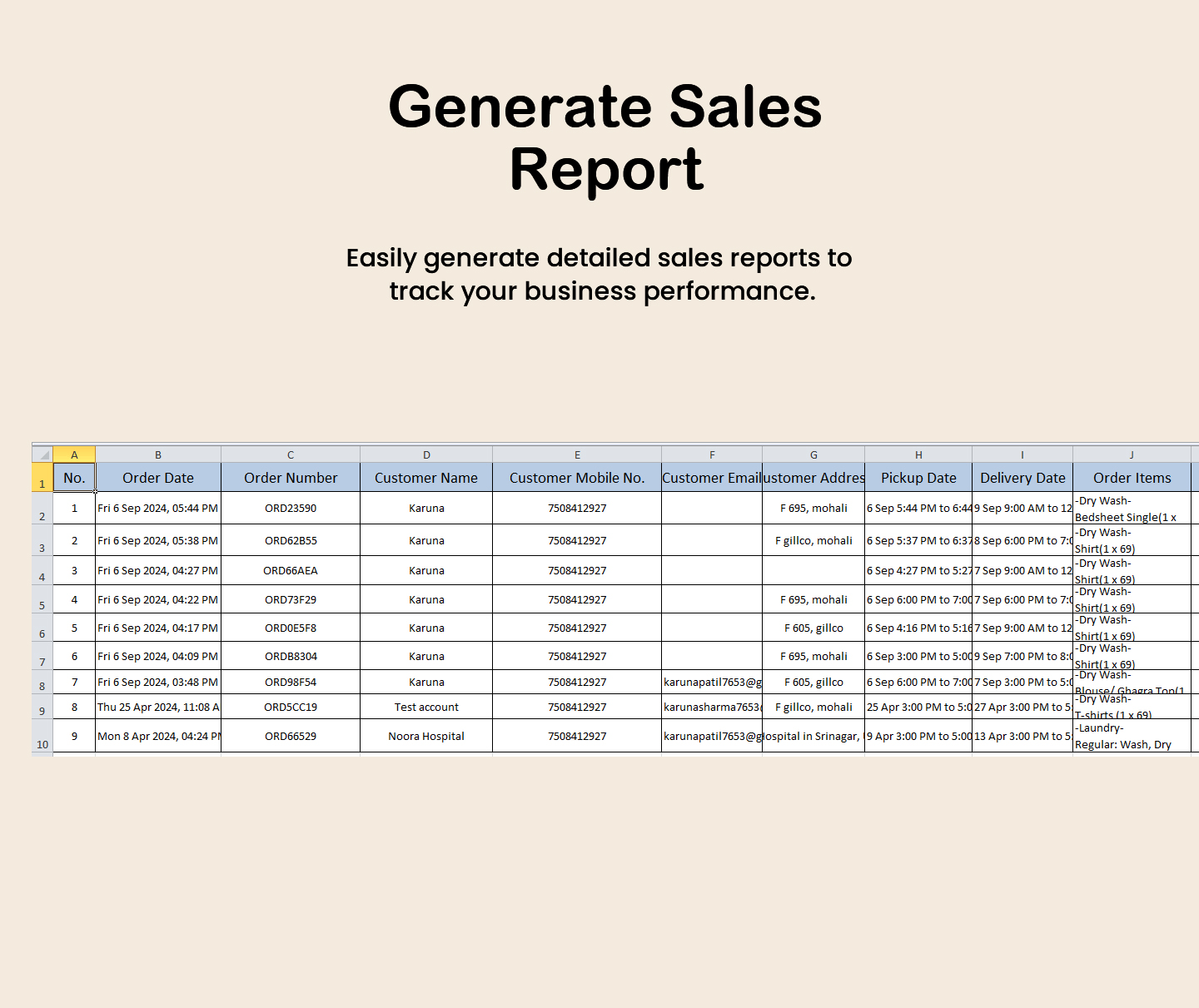 Wash It Laundry Generate Sales Report