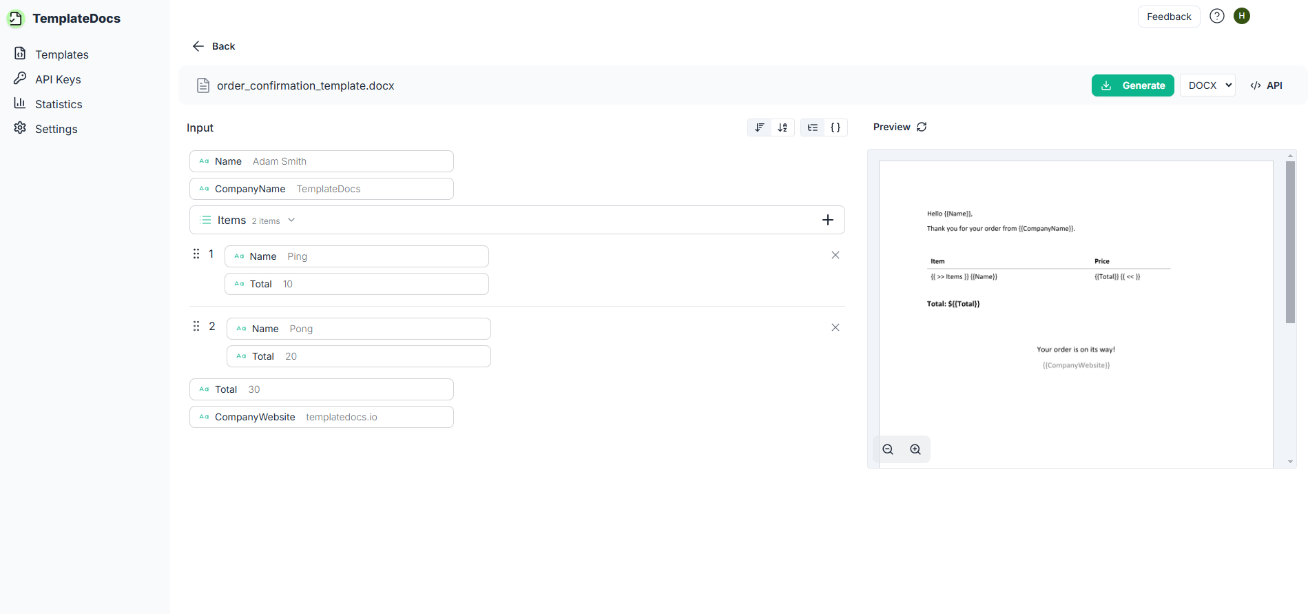 TemplateDocs.io Editor