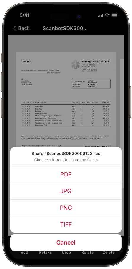 Scanbot Document Scanner SDK Document Scanner Formats