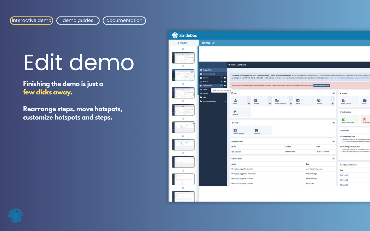 StrideDoc Demo editing