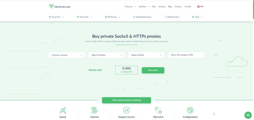 Proxy-Seller Landing Page