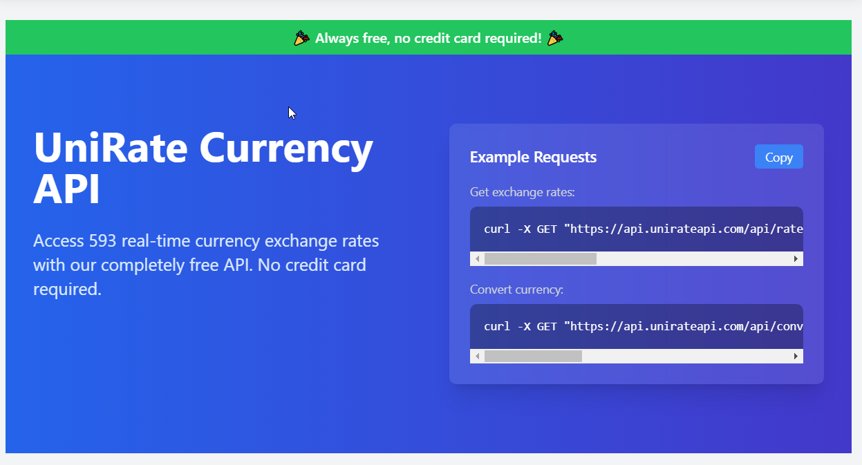 UniRateAPI UnirateAPI - currency exchange free api​