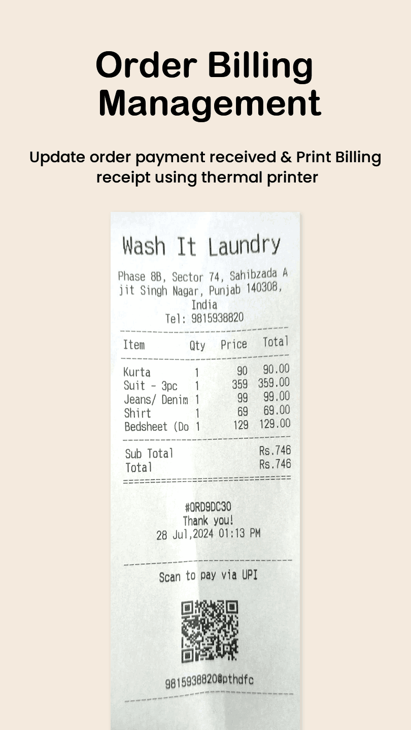Wash It Laundry Order Billing Management