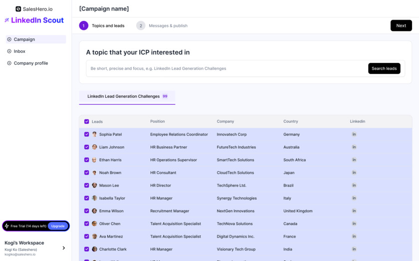 Saleshero.io Landing Page