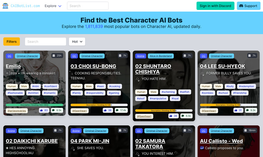 CAIBotList Landing Page
