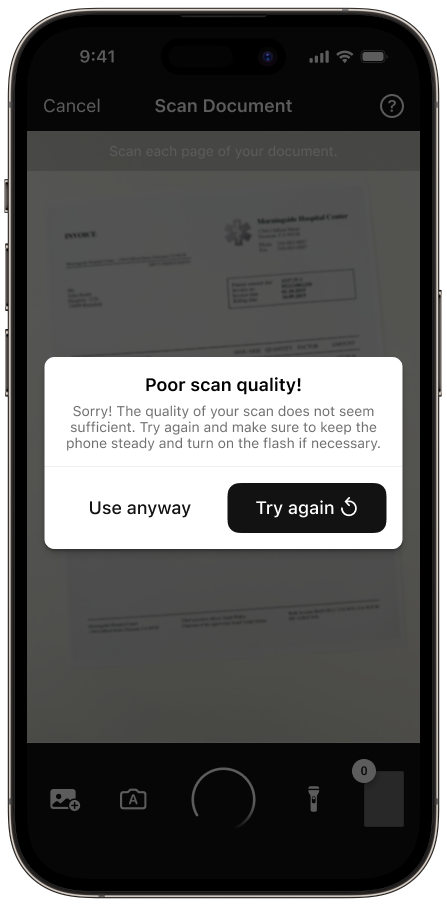Scanbot Document Scanner SDK Document Scanner Quality Analyzer
