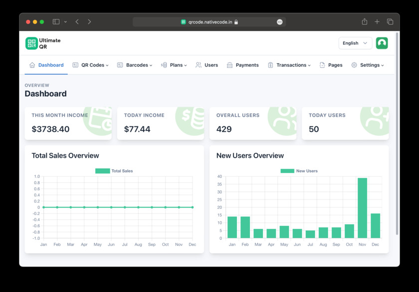 NativeCode UltimateQR Ultimate QR Dashboard