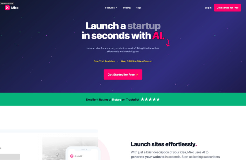 Mixo Landing Page