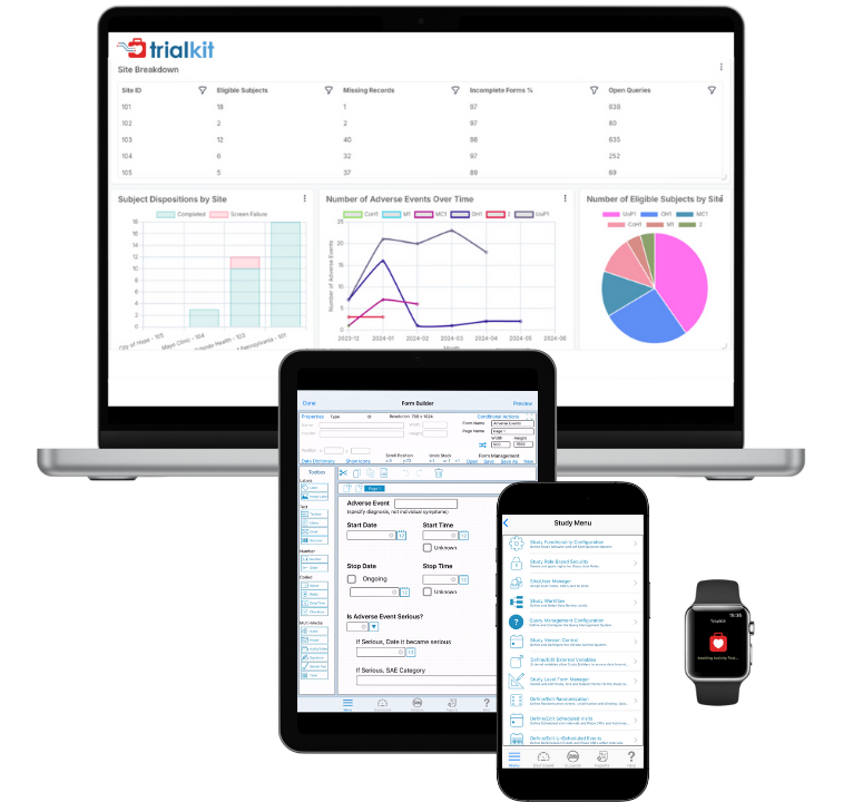 TrialKit TrialKit on the web, mobile app, and smartwatch