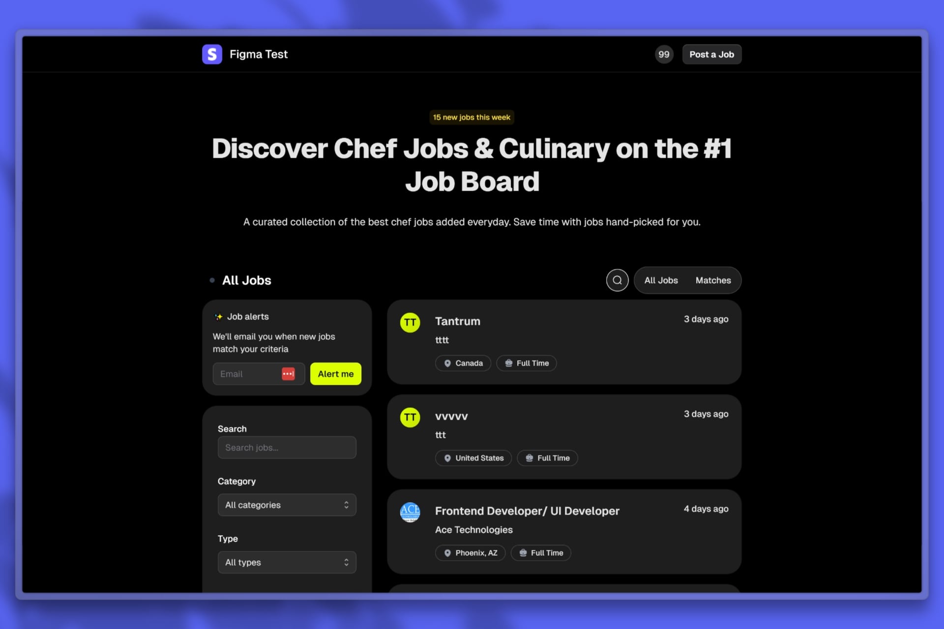 Kardow Dark Mode Custom Job Board