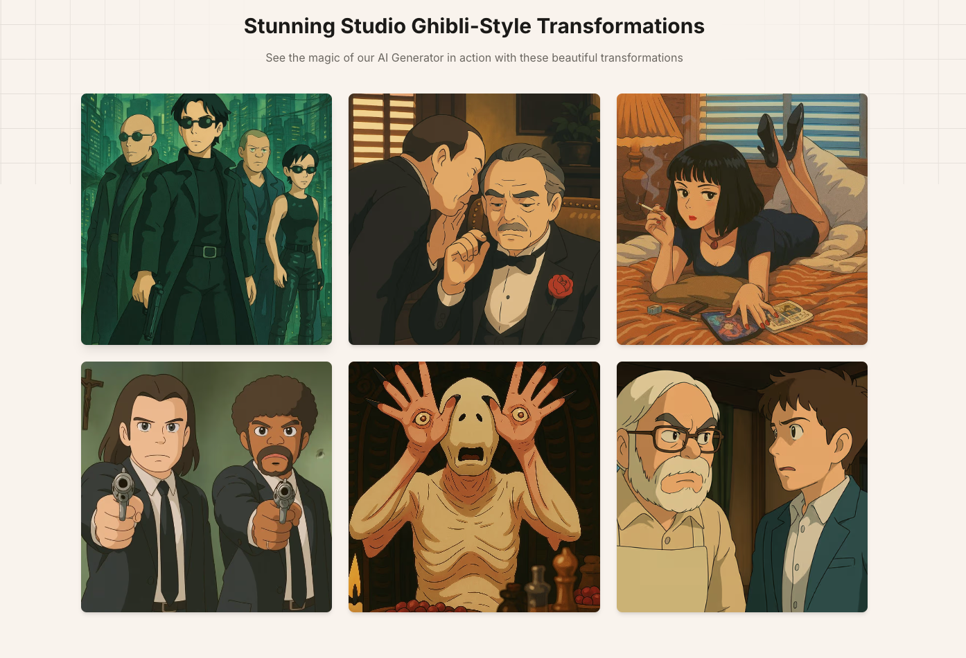 Ghibli AI Generator App Ghibli AI Generator Showcase