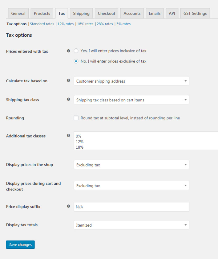 WooCommerce GST Tax information dashboard WooCommerce GST Tax information dashboard
