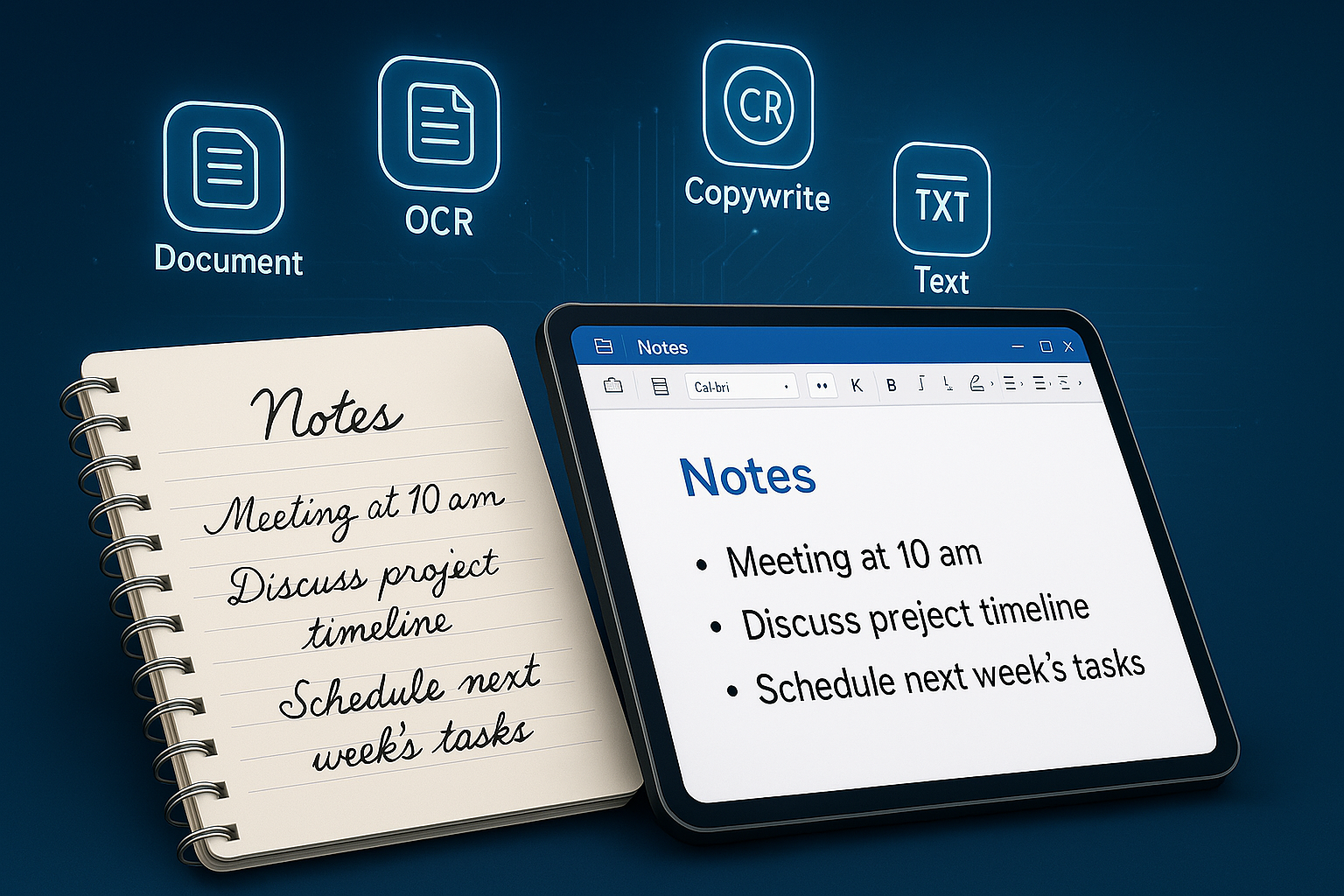 Copywritee Converting handwritten image to formatted text 