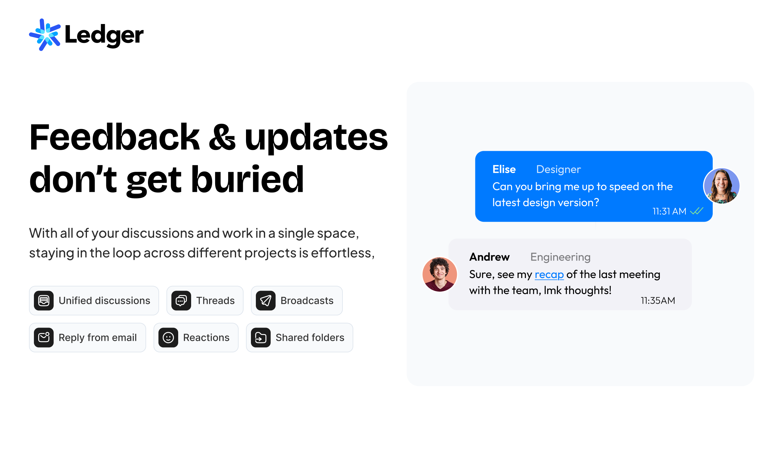 Ledger Teams Feedback is easy to find