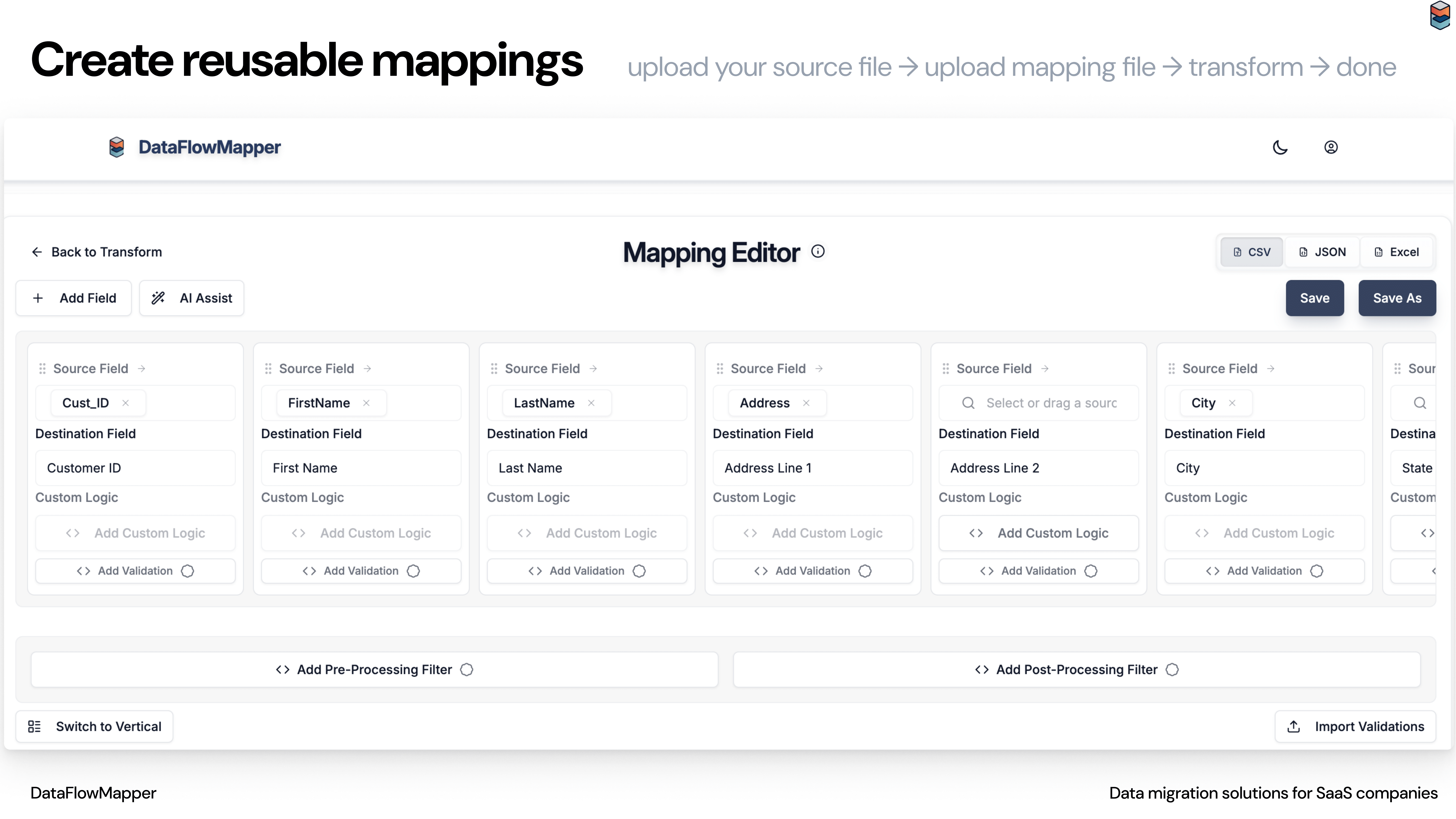 DataFlowMapper Create and Edit Mappings