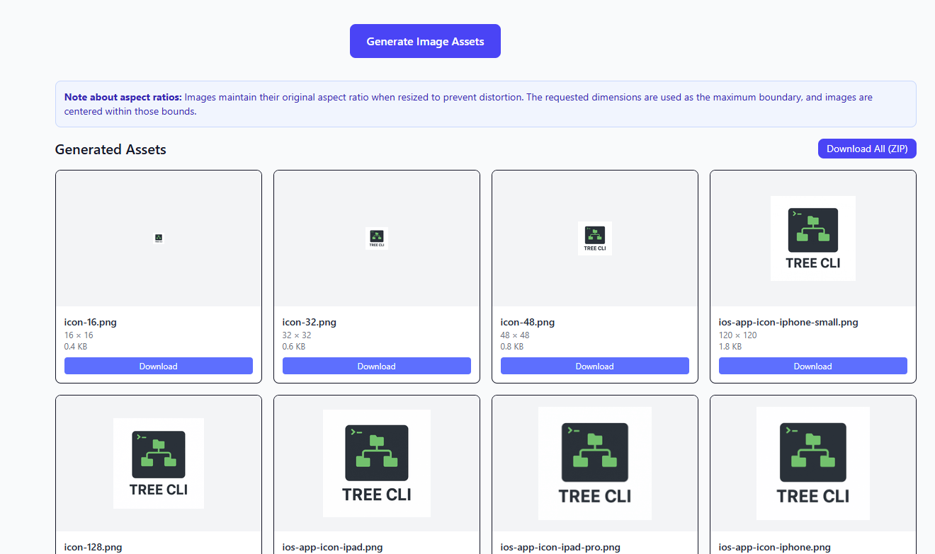 Image Assets Generator Download generated images