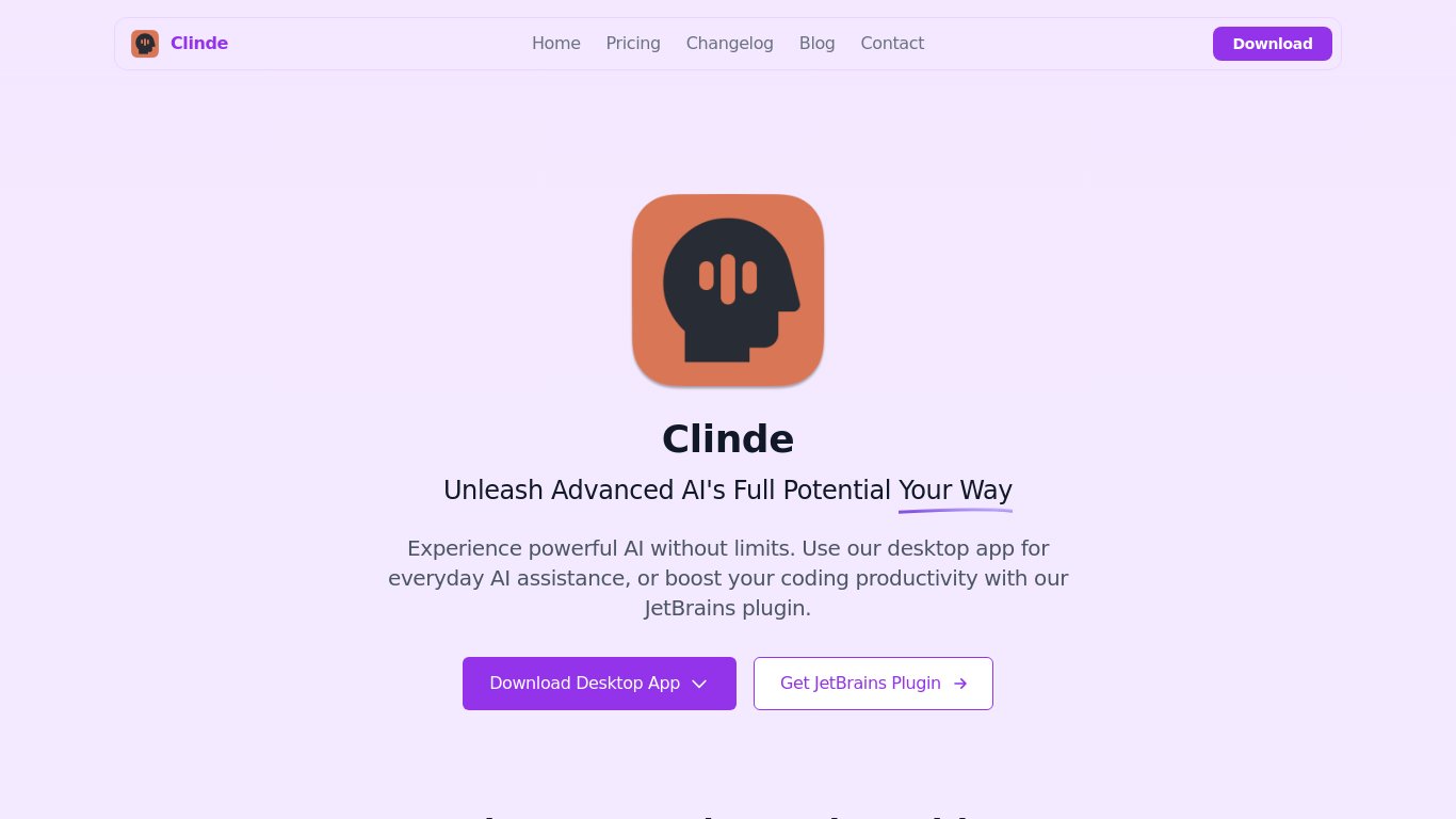 Clinde Landing page