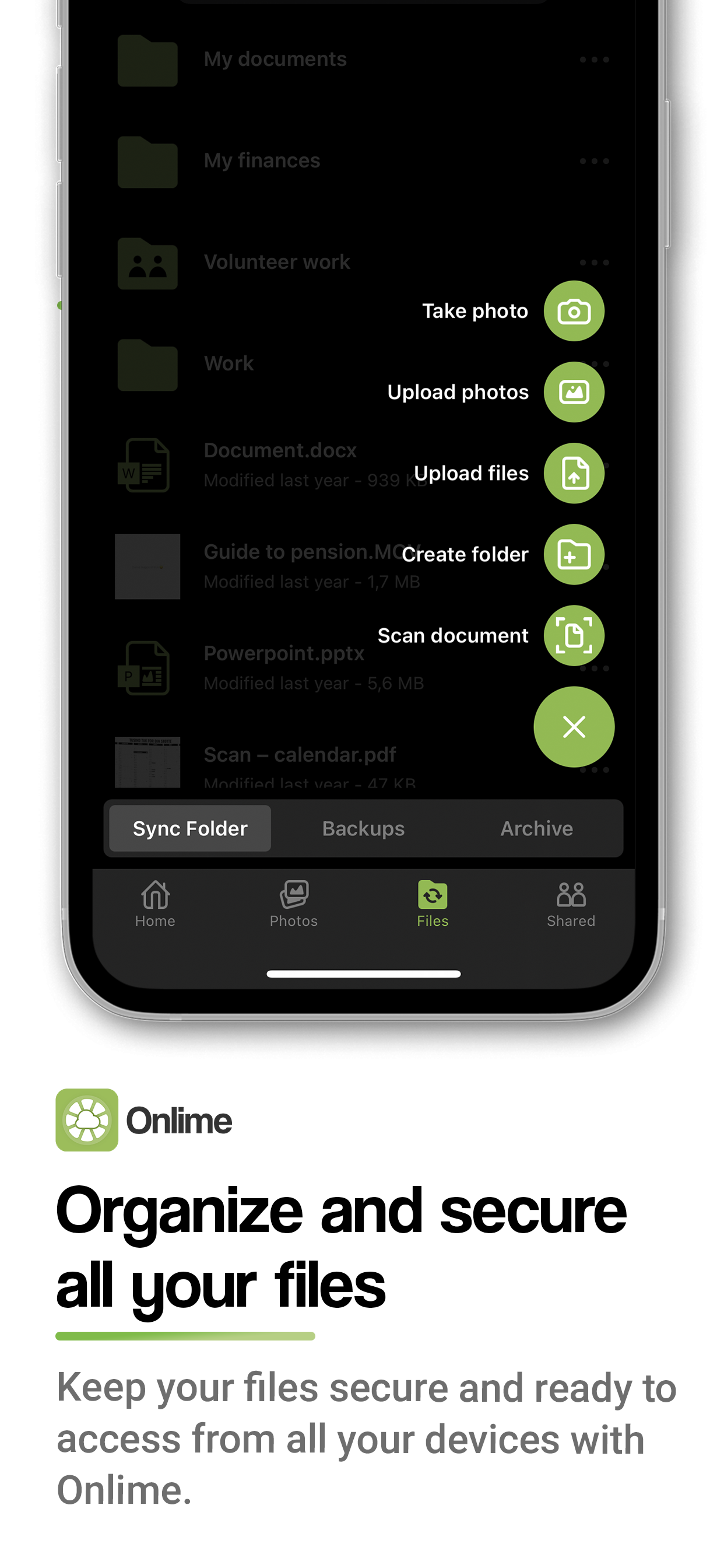 Onlime File storage