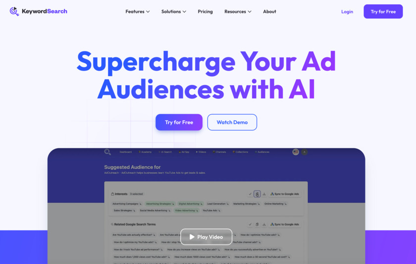 KeywordSearch Landing Page