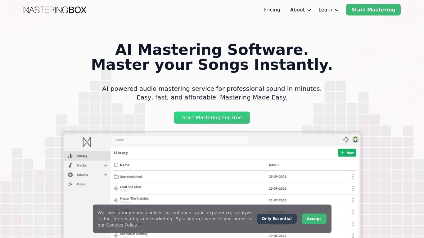 MasteringBOX Landing page