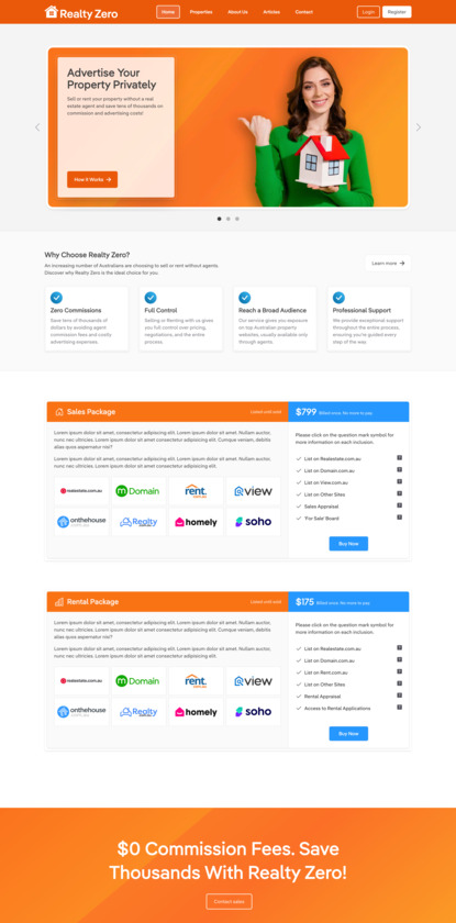 Realty Zero Landing Page