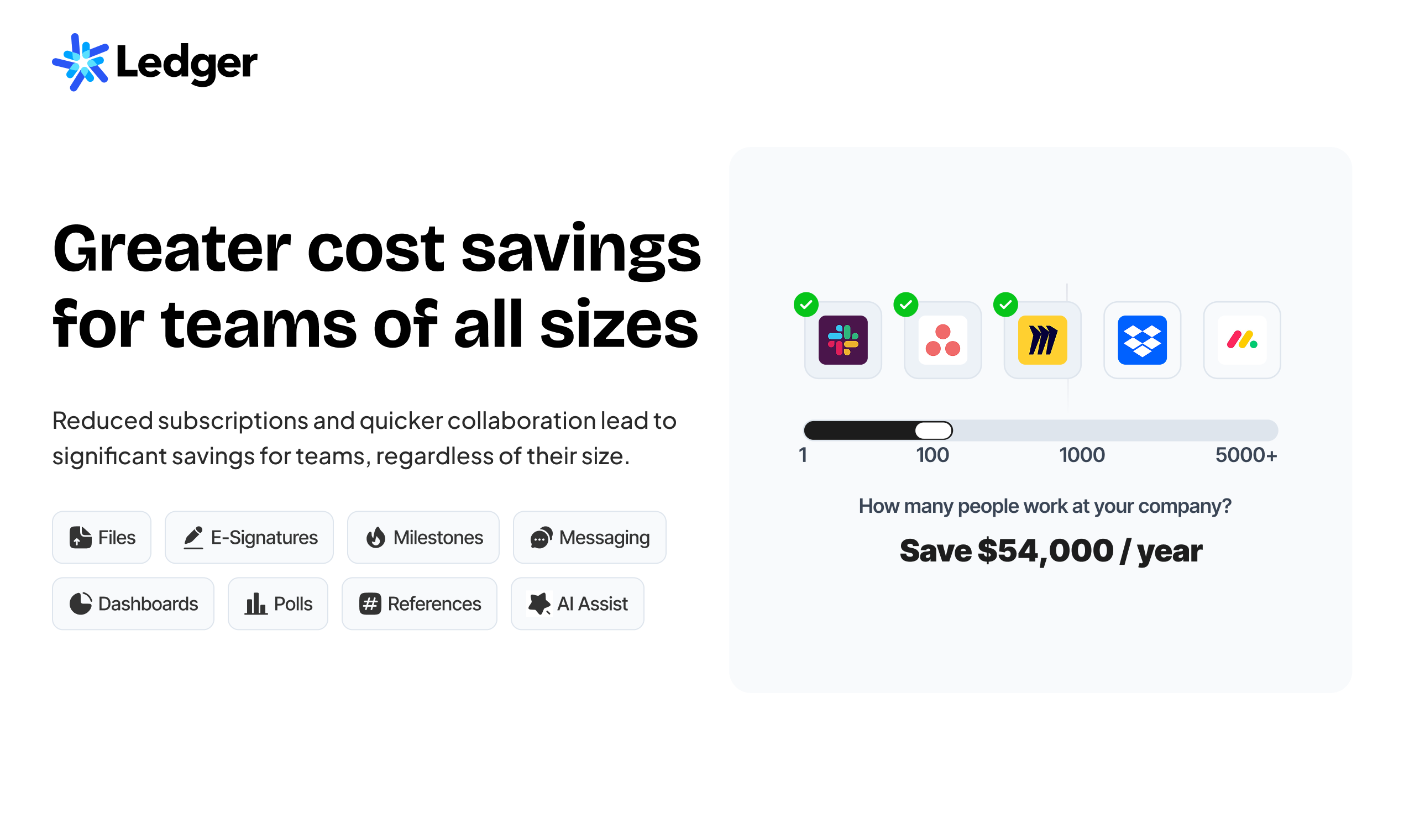 Ledger Teams Greater cost savings