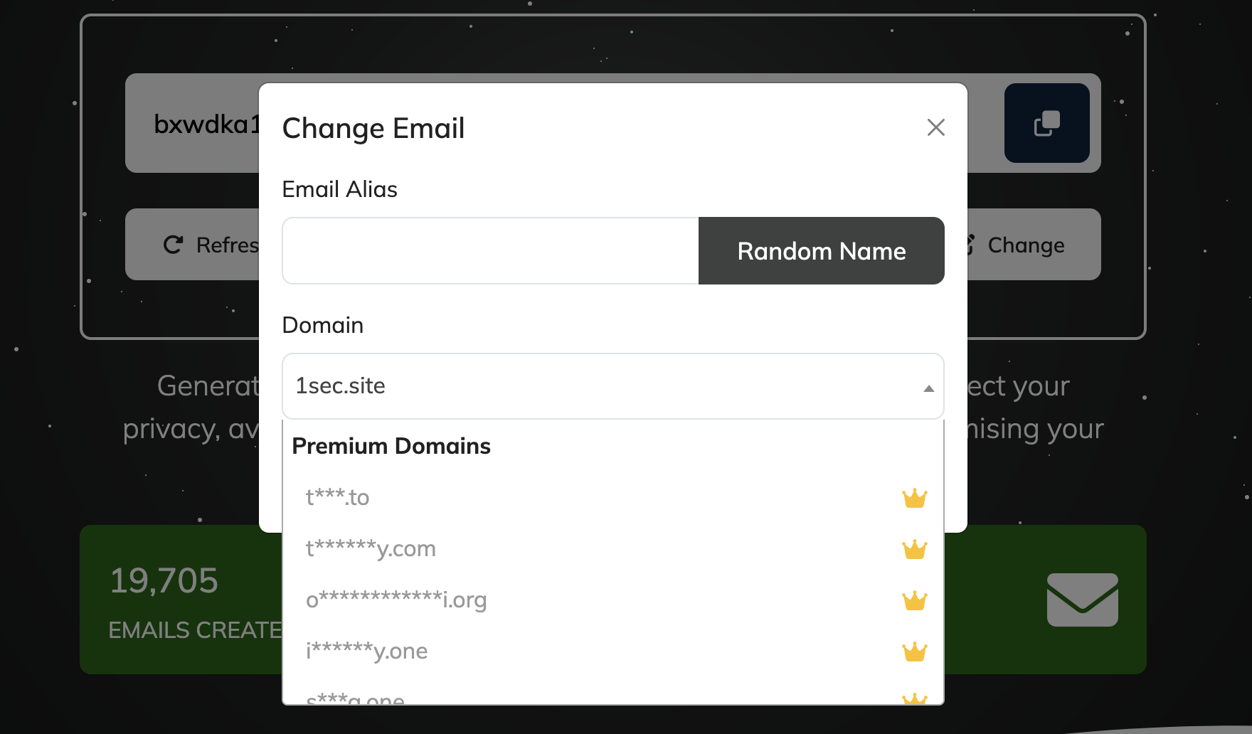 1Sec-Mail Premium Domains