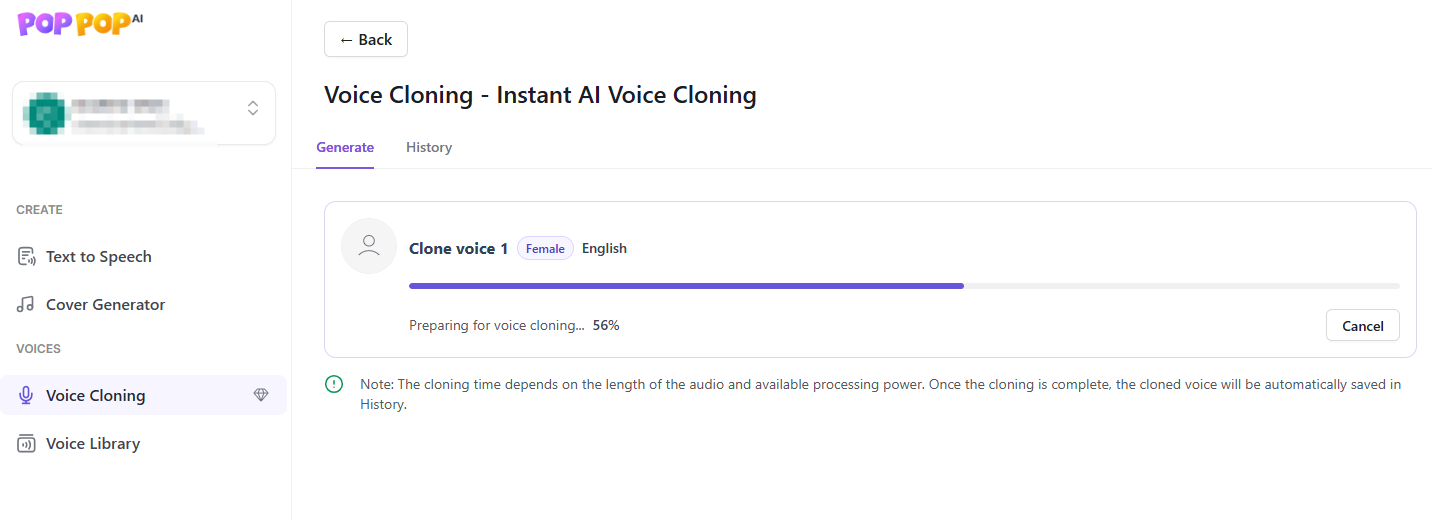 PopPop AI Voice Clone Cloning your voice