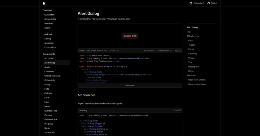 Base UI Landing Page