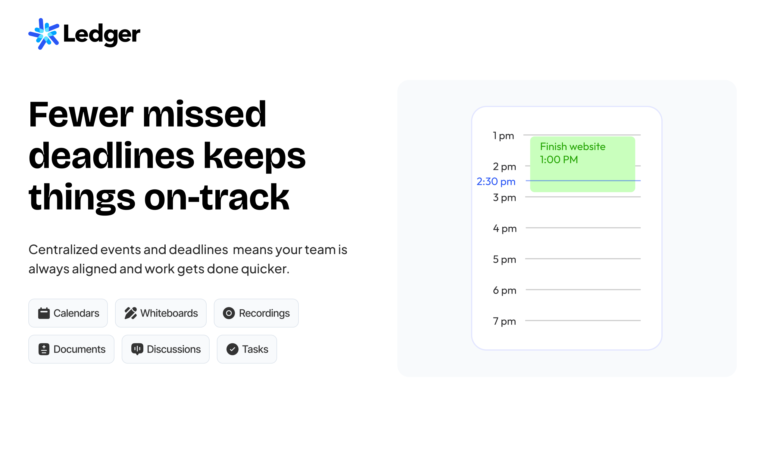 Ledger Teams Fewer missed deadlines