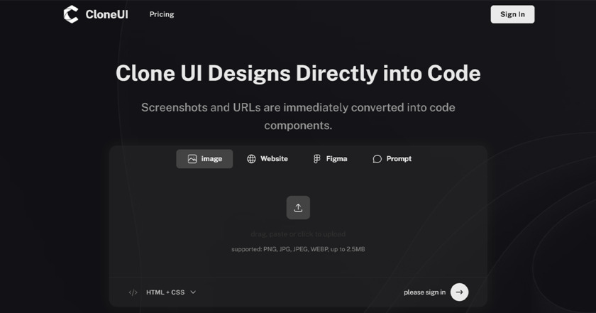 CloneUI Landing Page