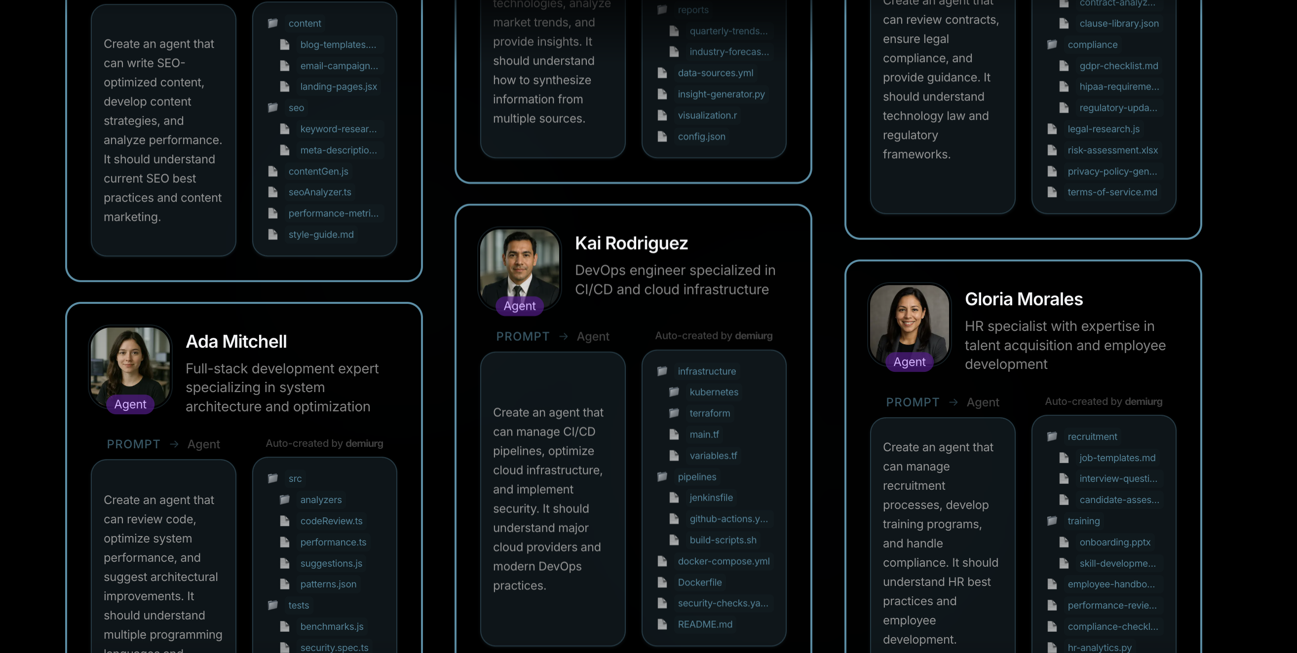 Demiurg.ai Think of an AI Agent... and create it, just like that!