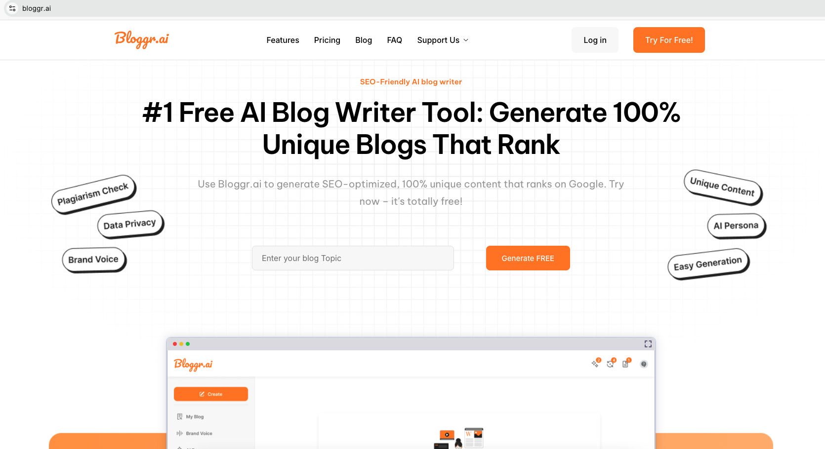 Bloggr AI Tool Screenshot