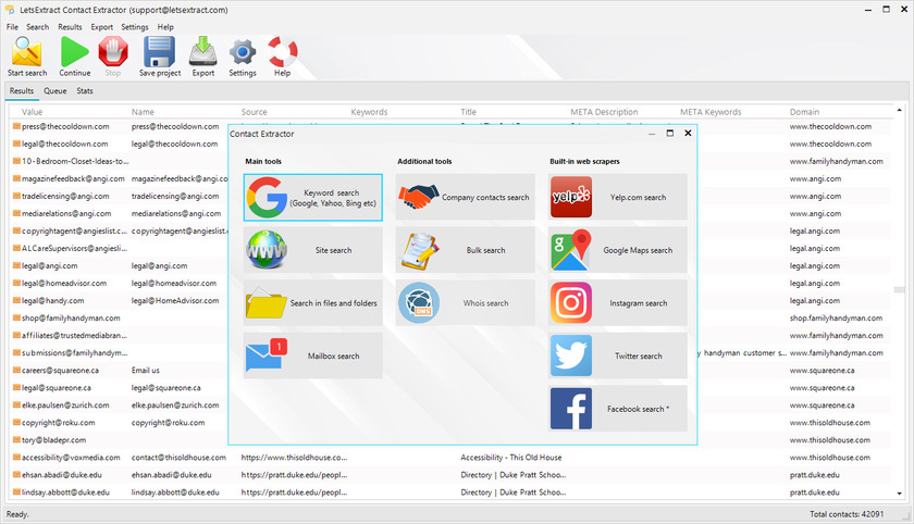 LetsExtract Contact Extractor Landing Page
