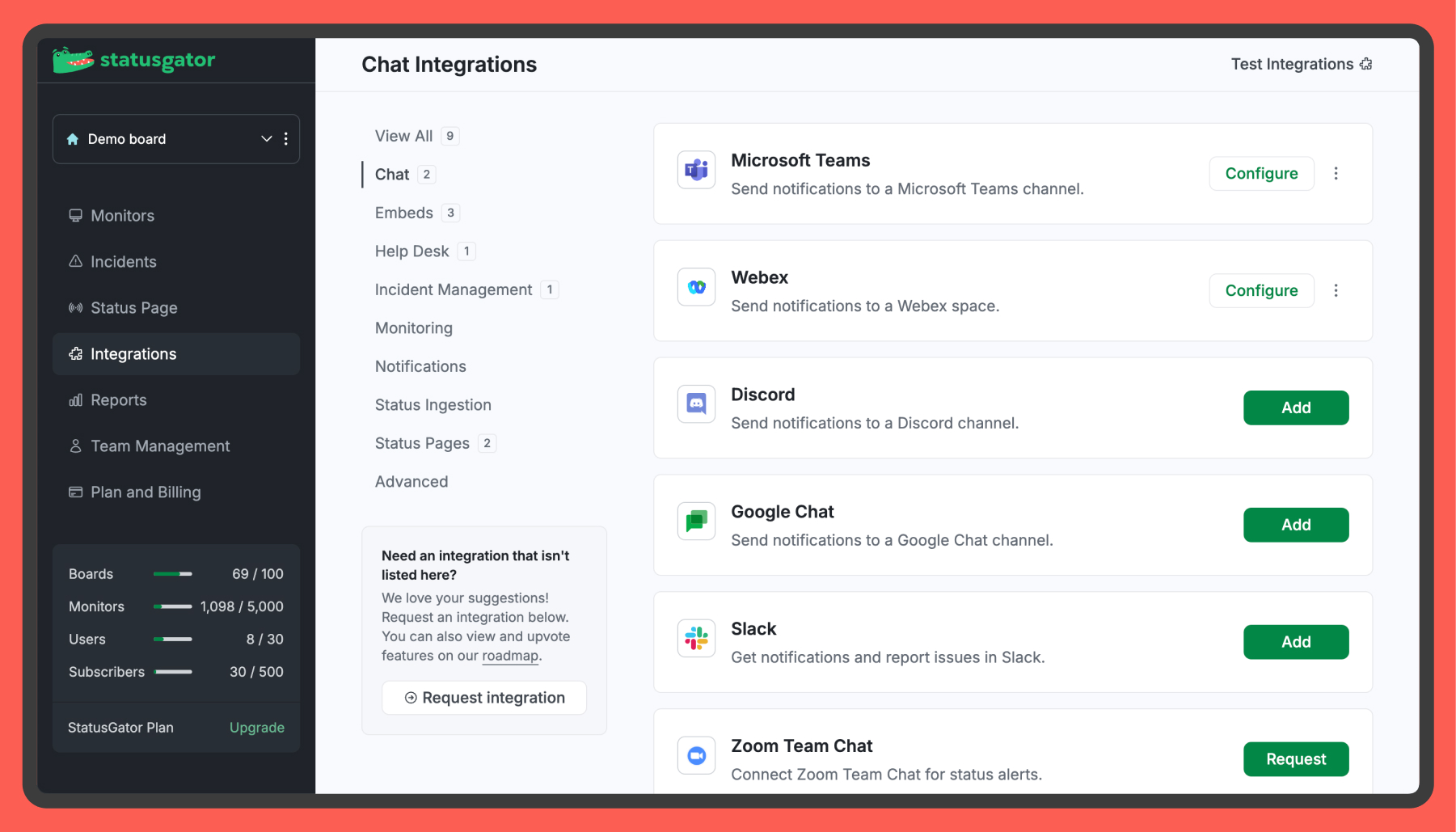 StatusGator Integrations