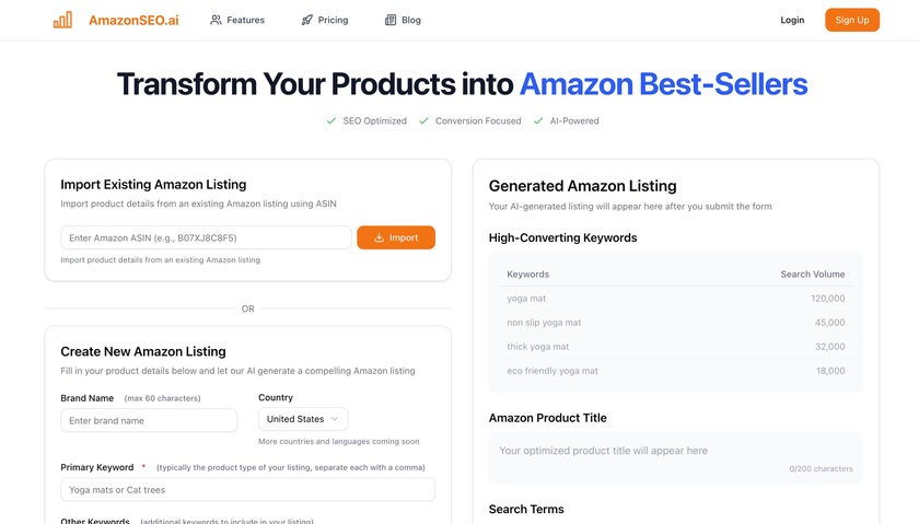 AmazonSEO.ai Landing Page