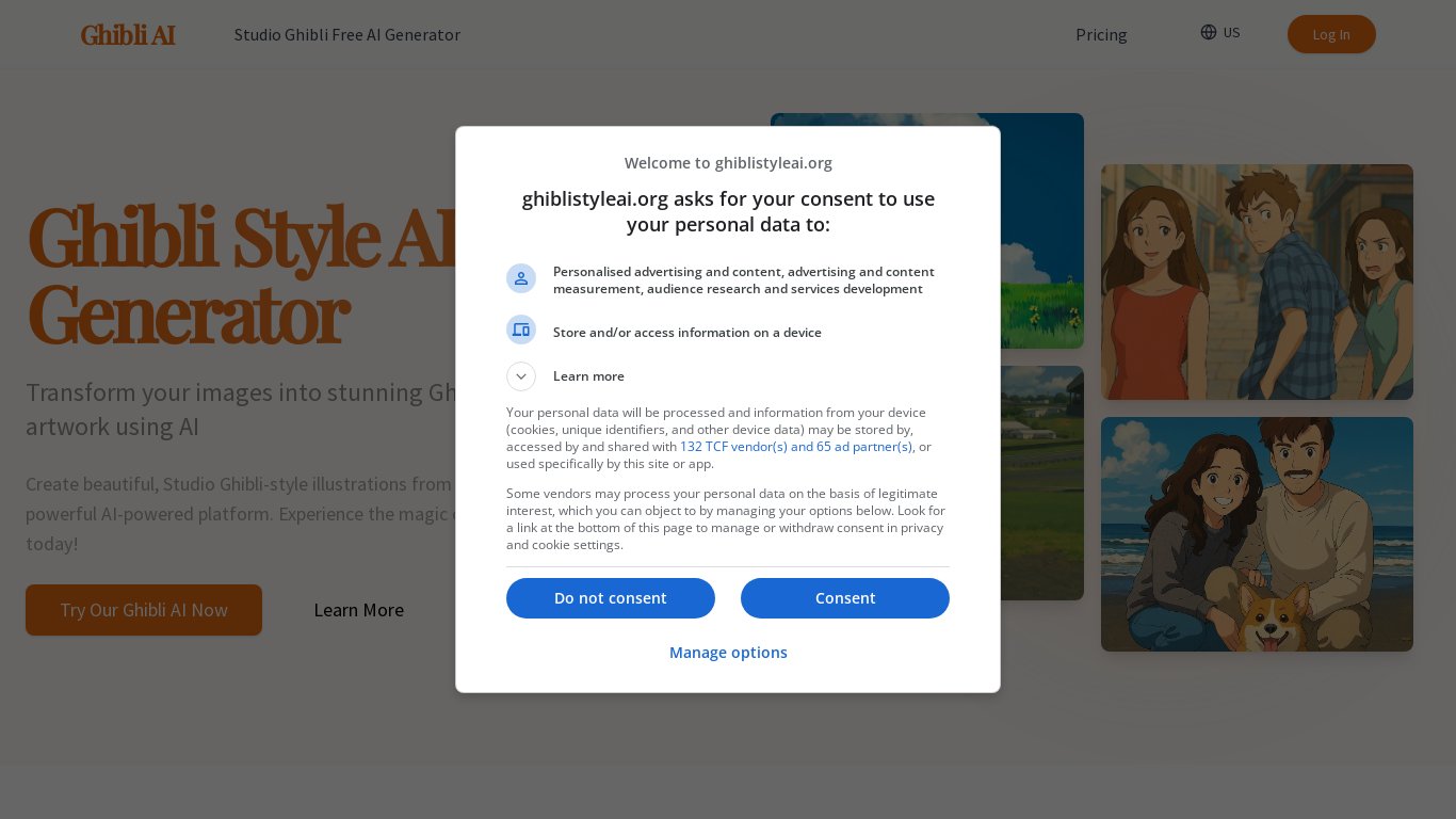 GhibliStyleAI.org Landing page