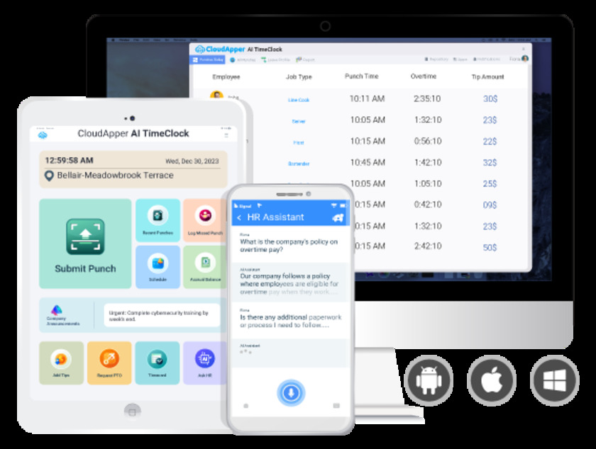 CloudApper AI TimeClock Landing Page