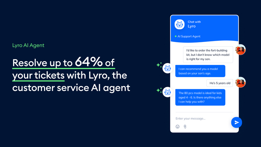 Tidio Resolve up to 64% of your tickets with Lyro, the customer service agent