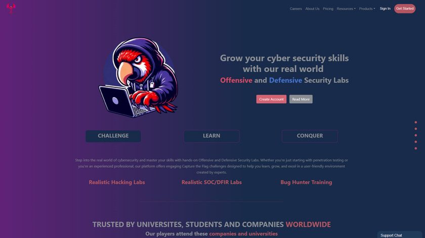 Parrot CTFs Landing Page